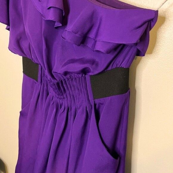 Sugarlips Purple One Shoulder Ruffle Cocktail Dress Size Small - Picture 4 of 6